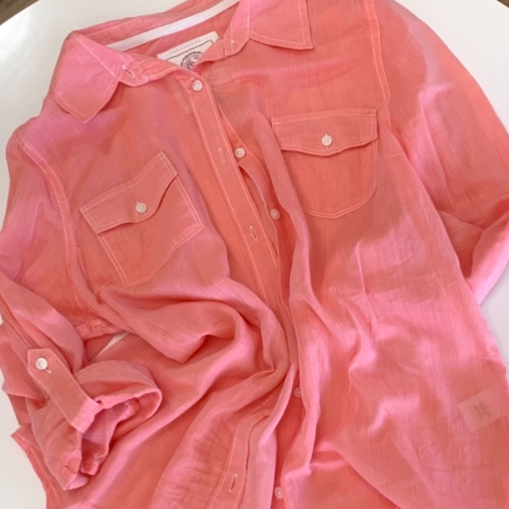 Coastal Cotton Shirt in Orange Sherbet